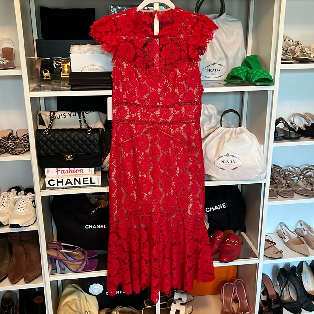 Saylor red lace dress